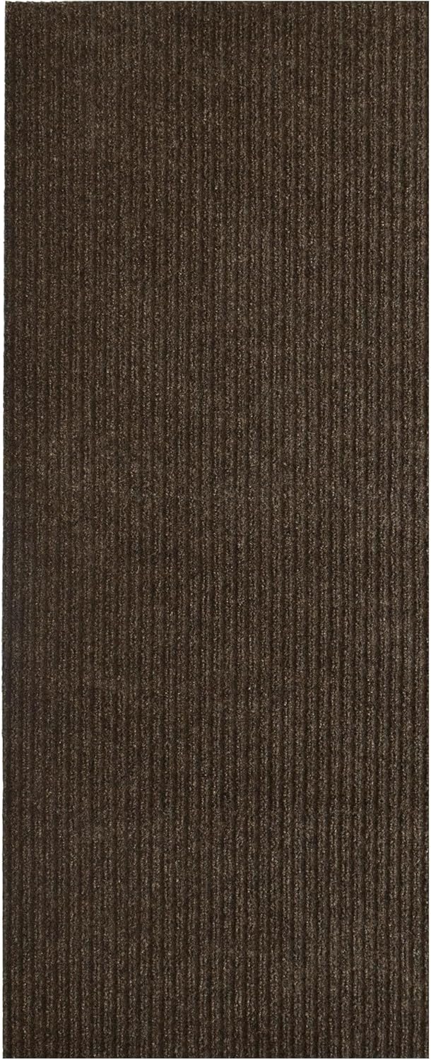 iCustomRug Spartan Weather Warrior Indoor/Outdoor Utility Ribbed Carpet Runner with Non-Slip Thermoplastic Rubber Backing, 6ft X 76ft in Brown