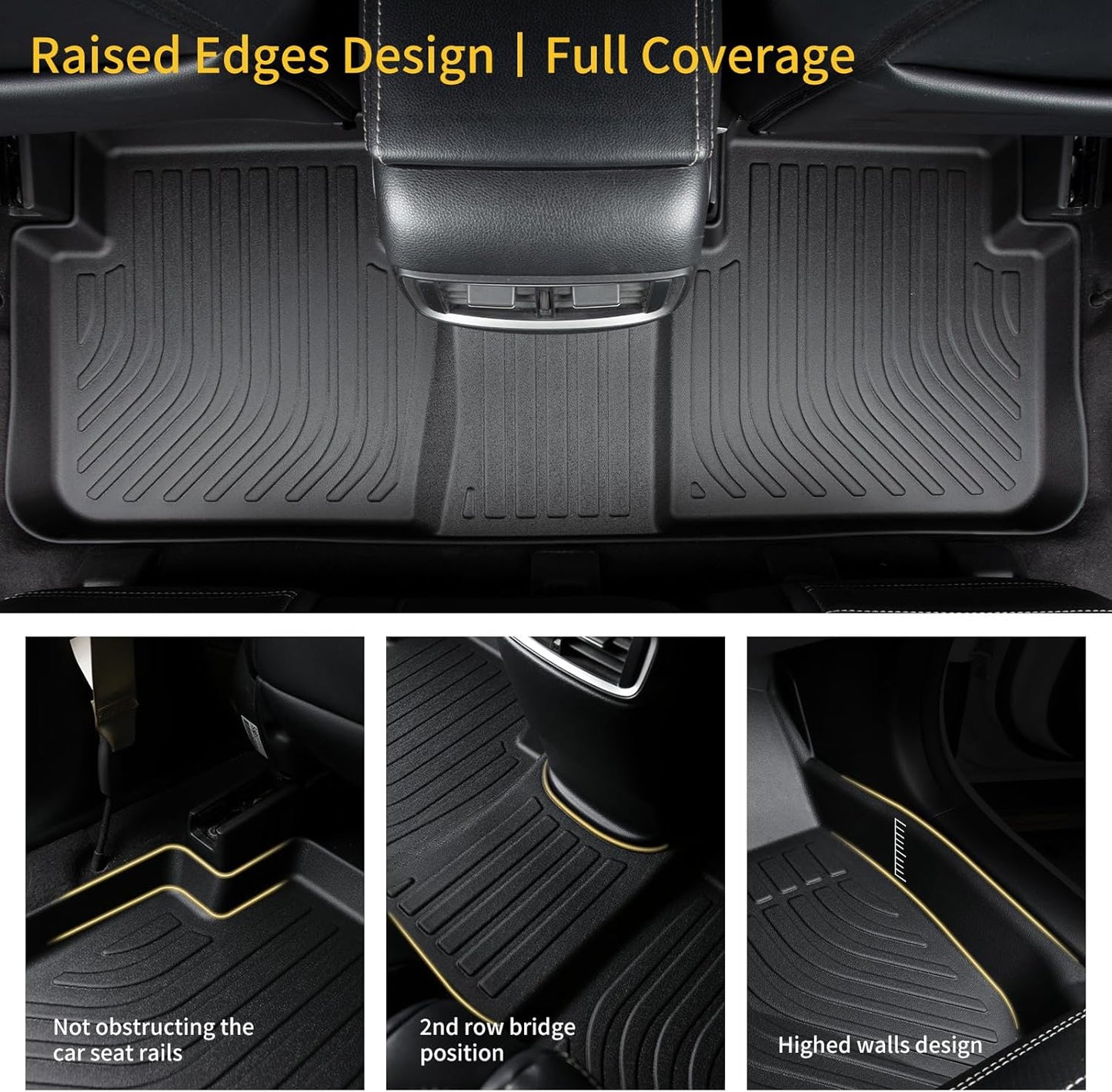 GINOWY-Floor Mats & Cargo Liner for Ford Taurus 2010-2019, TPE All Weather Taurus Car Mats, Custom Non-Slip Trunk Mat Floor Liners Taurus Accessories Black