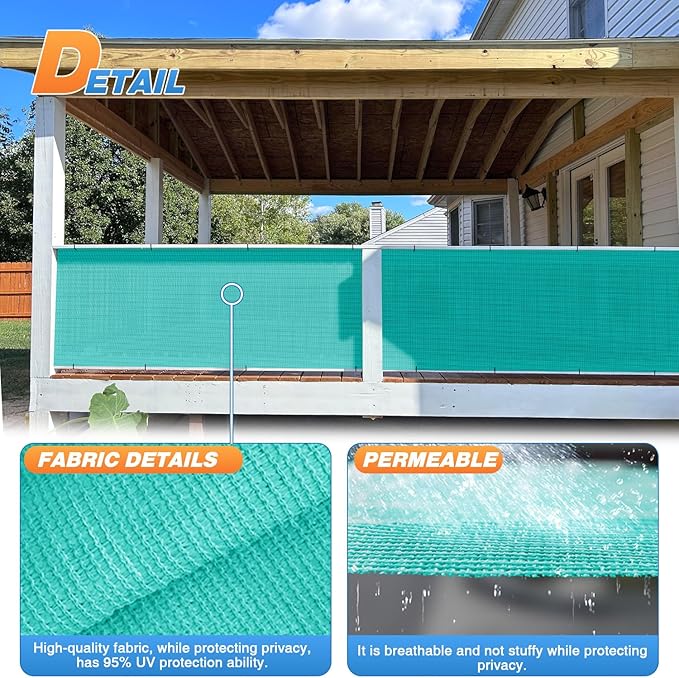 TANG Sun Shade Fabric Roll 8'x122' Shade Cloth for Garden Turquoise Green HDPE Mesh Shading Pergola Cover Replacement Canopy, 95% Blockage Sunshades for Outdoor Patio Backyard Plant