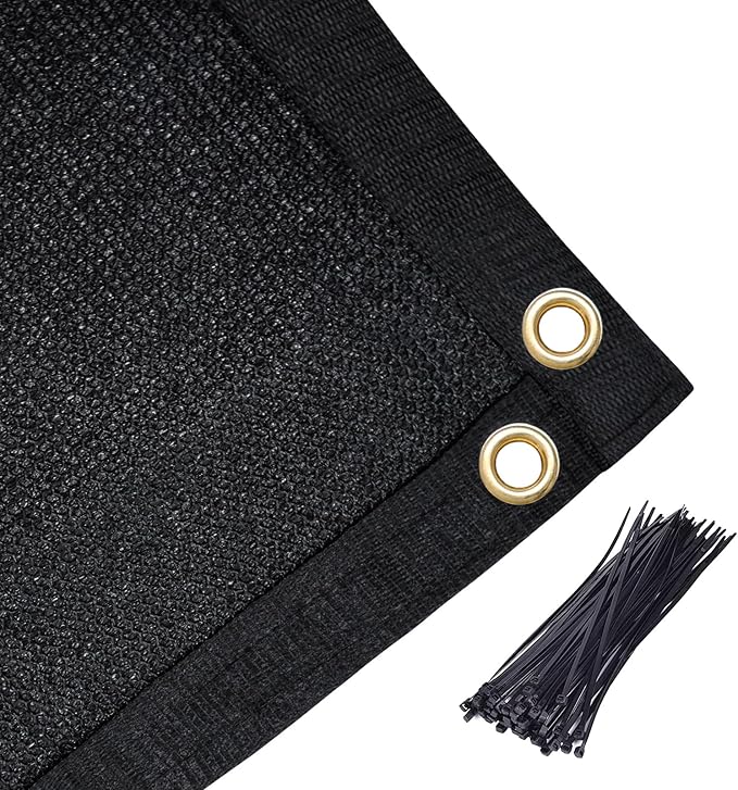 Amagenix 90% Shade Fabric 9'X 9' Black Sun Shade Cloth with Grommets for Pergola Replacement Shade Cover Canopy, Heavy Duty, Cable Zip Ties Included (We Customized)