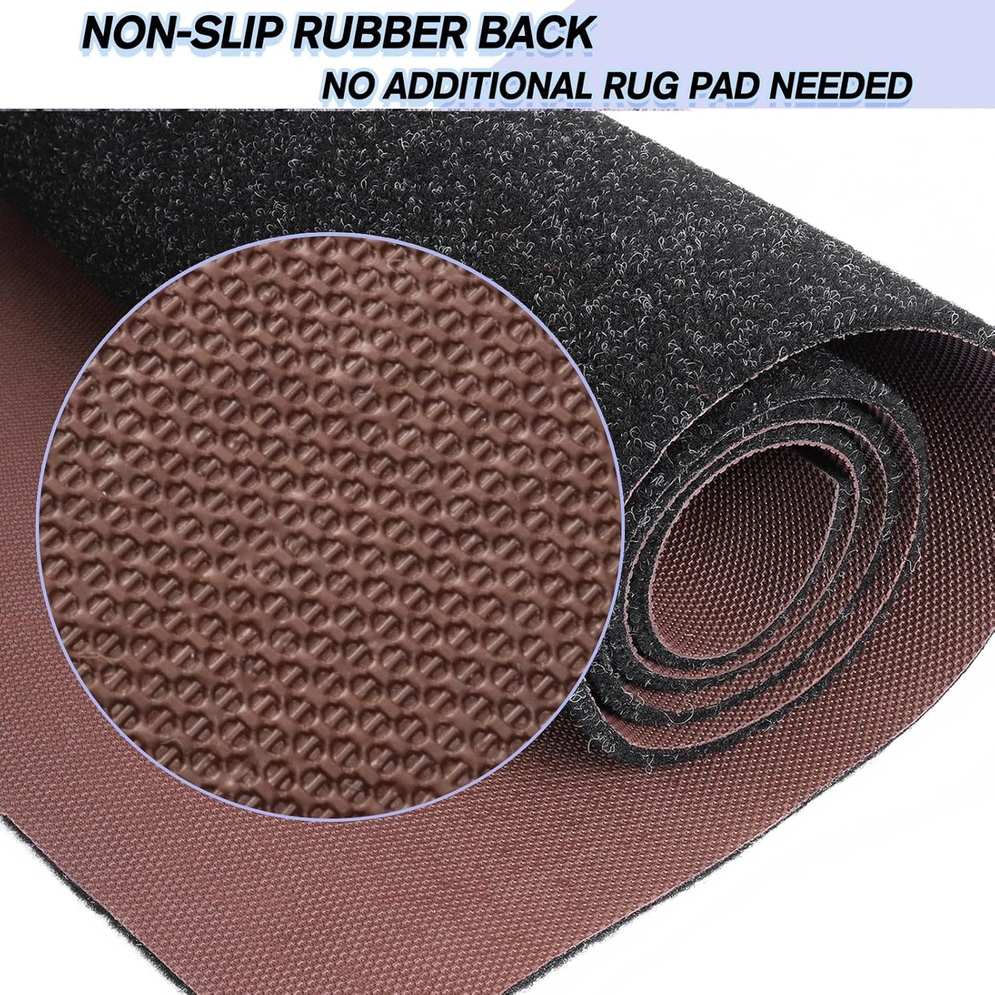 Custom Size Backed Non-Slip Area Rugs Runner, Easy Clean, Waterproof Runner Rugs for Hallway Entryway, Kitchen, Laundry, 2FT x 18FT, Black