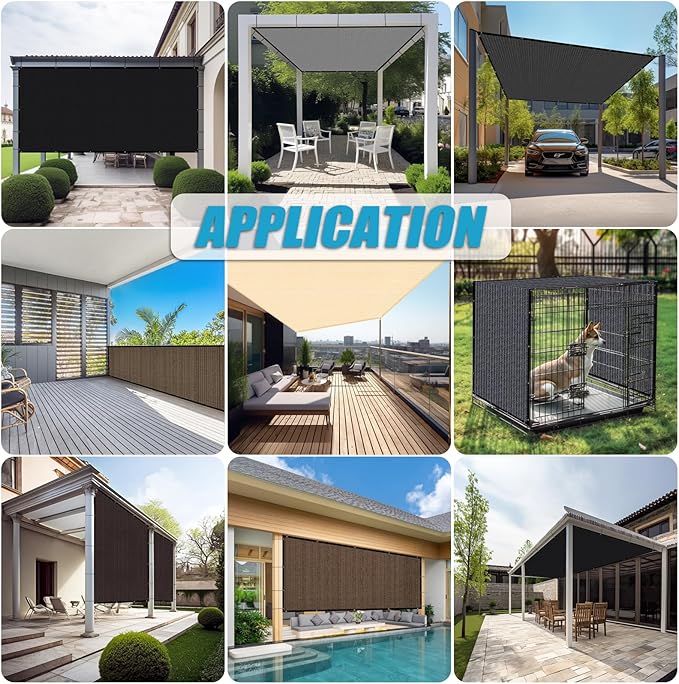 Amagenix 90% Shade Fabric 10'X 18' Black Sun Shade Cloth with Grommets for Pergola Replacement Shade Cover Canopy, Heavy Duty, Cable Zip Ties Included (We Customized)