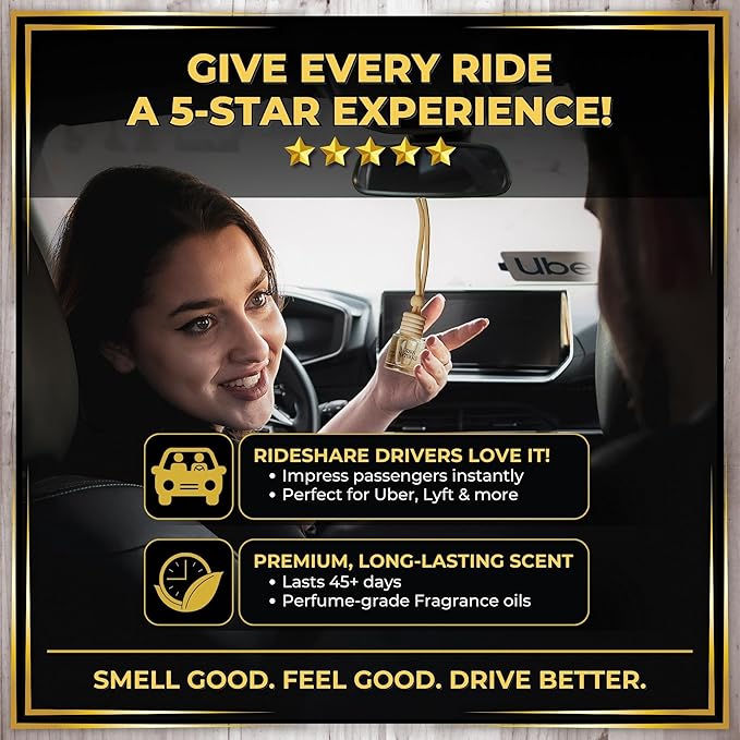 Urban Naturals Car Air Freshener Hanging + Vent Clip, 24K Citron Scent Diffuser, Long Lasting Car Fresheners Made in USA, Auto Accessories for women (1 Pack)