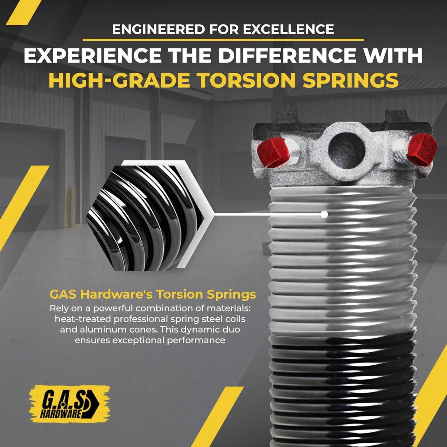 Garage Door Torsion Spring 218x2x26 Torsion Spring for Right Side of Garage Door with 1" Steel Bearing, Gloves, and Winding Bars Precision E-Coating 5-Year Warranty Minimum 30,000 Cycles (Black Cone)