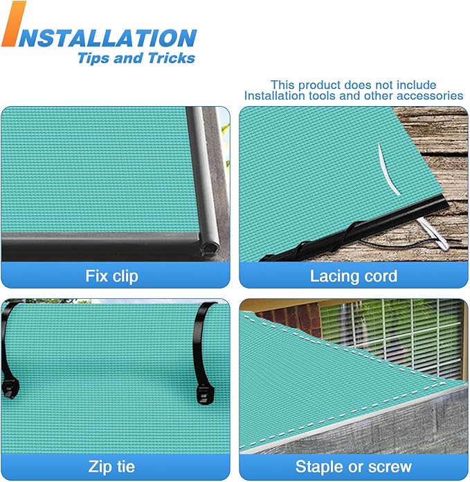 TANG Sun Shade Fabric Roll 8'x115' Shade Cloth for Garden Turquoise Green HDPE Mesh Shading Pergola Cover Replacement Canopy, 95% Blockage Sunshades for Outdoor Patio Backyard Plant