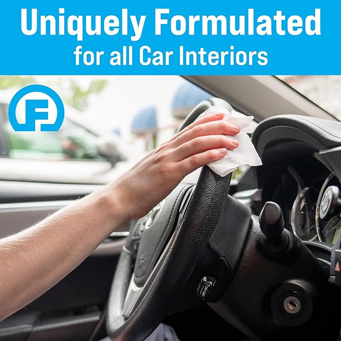 Fortress Car Interior Wipes (25 ct, Pack of 4) for Car Interior Cleaning, Dashboard, Seats, Detailing, and Steering Wheel [Travel Size] Skin-Safe Car Interior Cleaner Supplies