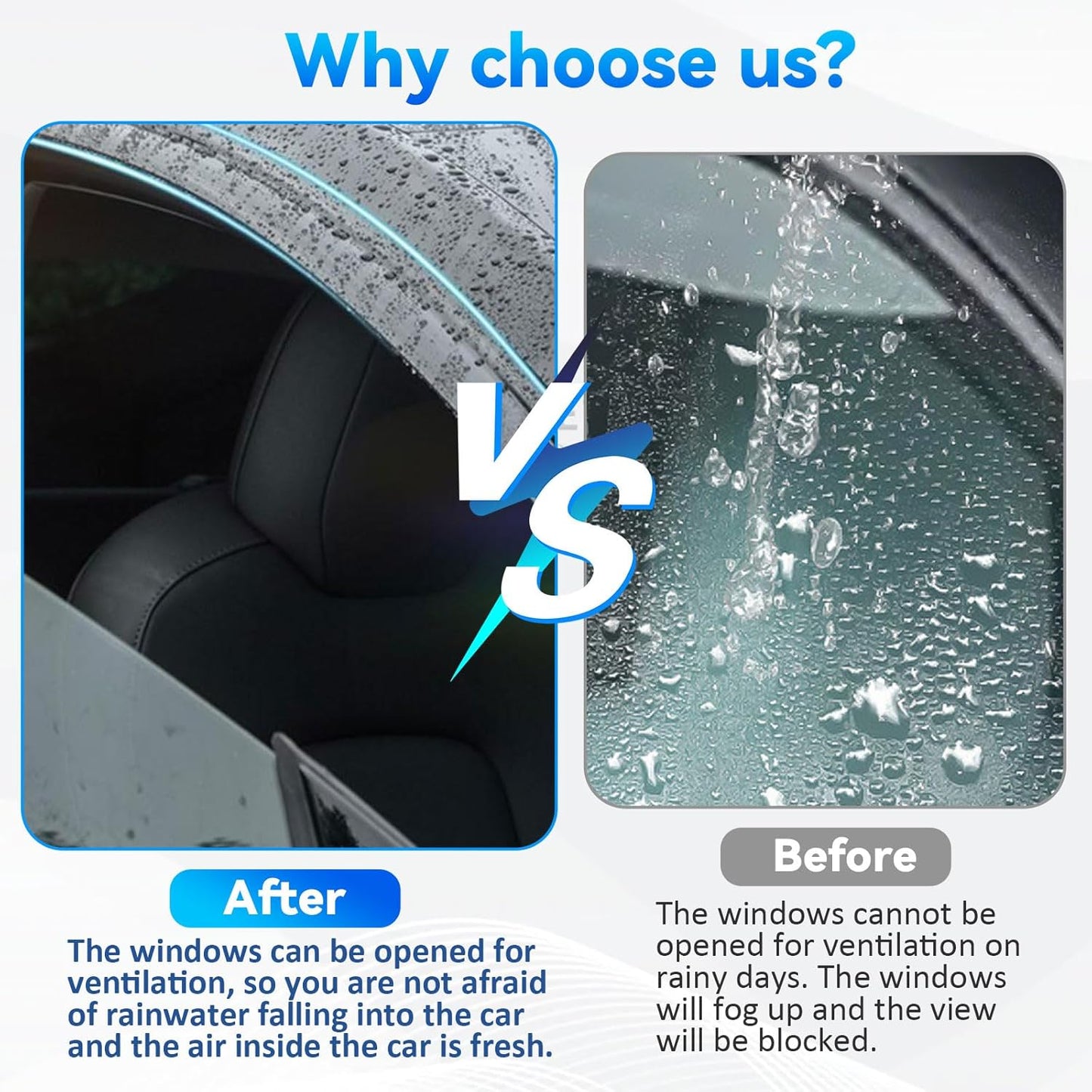 4pcs Front+Rear Smoke Tint Sun/Rain Guard Outside Mount Tape-On Vent Window Visors Compatible with 13-18 C-Max