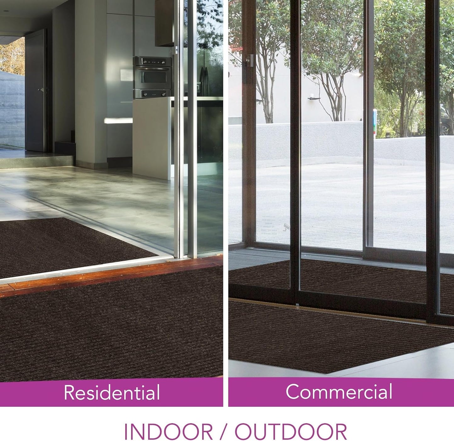 iCustomRug Spartan Weather Warrior Indoor/Outdoor Utility Ribbed Carpet Runner with Non-Slip Thermoplastic Rubber Backing, 3ft X 32ft in Brown