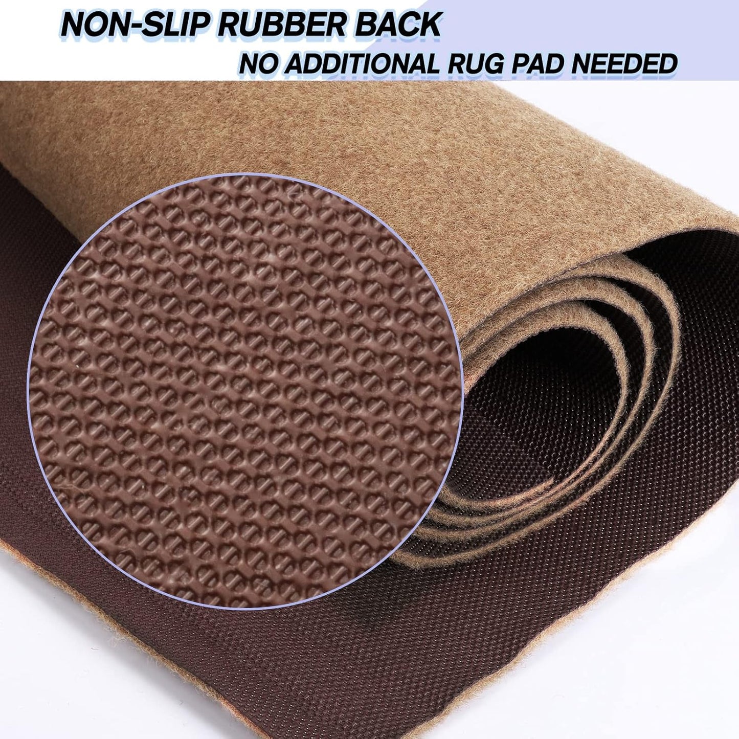 Custom Size Backed Non-Slip Area Rugs Runner, Easy Clean, Waterproof Runner Rugs for Hallway Entryway, Kitchen, Laundry, 4FT x 71FT, Beige