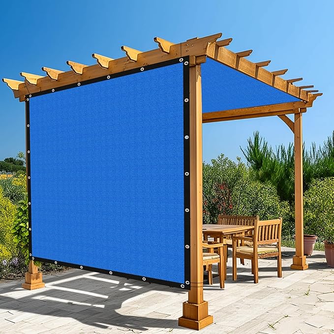 Amagenix 90% Pergola Shade Cover 12' X 20' Sun Shade Cloth with Grommets for Outdoor Garden Patio Porch, Commercial Grade 200 GSM - Cable Zip Ties Included (We Customized) GN108, Blue