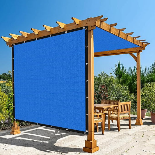 Amagenix 90% Pergola Shade Cover 12' X 12' Sun Shade Cloth with Grommets for Outdoor Garden Patio Porch, Commercial Grade 200 GSM - Cable Zip Ties Included (We Customized) GN108, Blue