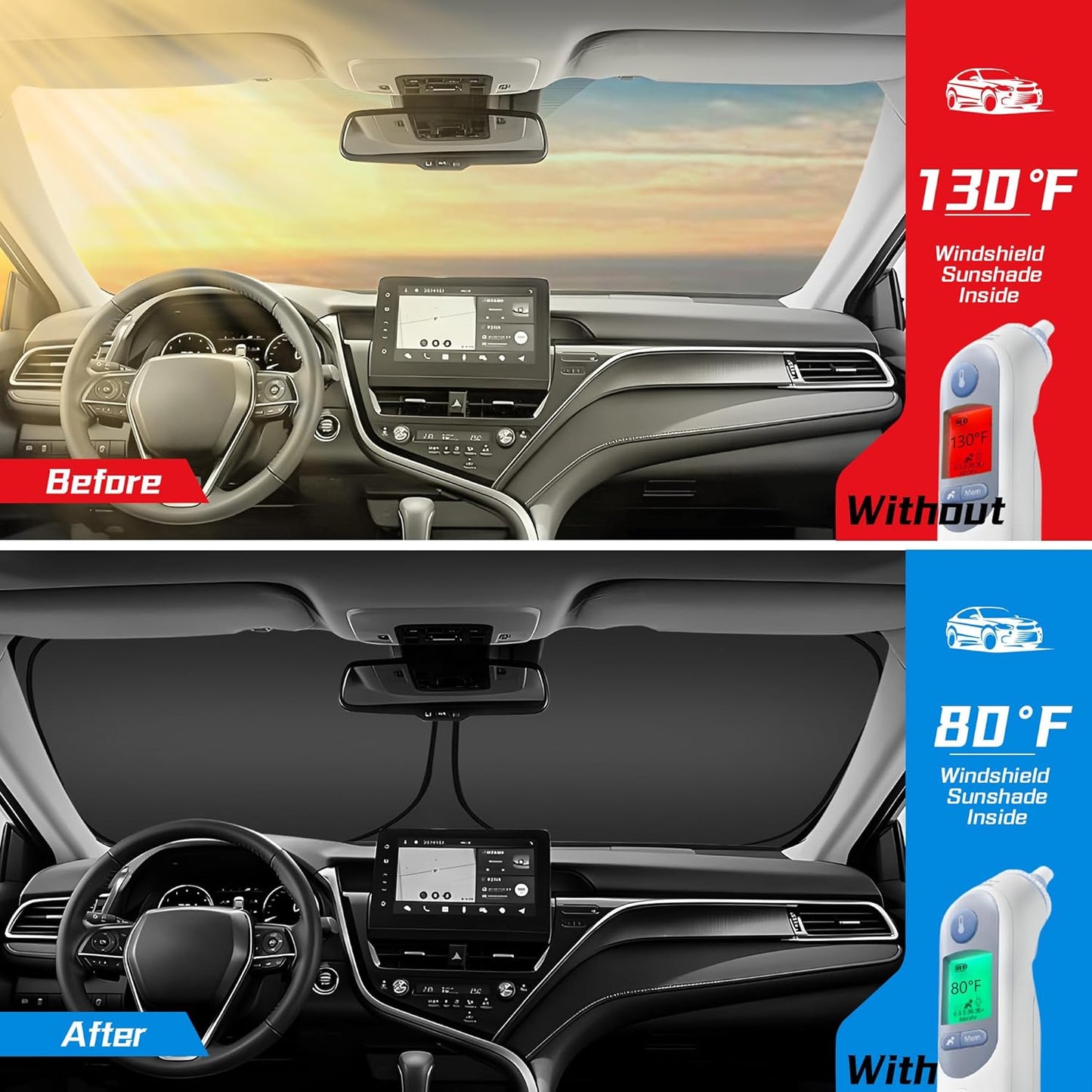 ARISMOTOR Windshield Sun Shade for Kia EV9 2024-2025, Custom Fit Foldable Front Window Sunshade Sun Visor Protector, Block UV Rays Keep Your Car Cooler