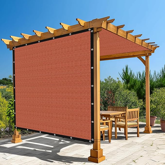 Amagenix 90% Pergola Shade Cover 14' X 14' Sun Shade Cloth with Grommets for Outdoor Garden Patio Porch, Commercial Grade 200 GSM - Cable Zip Ties Included (We Customized) GN108, Rust Red