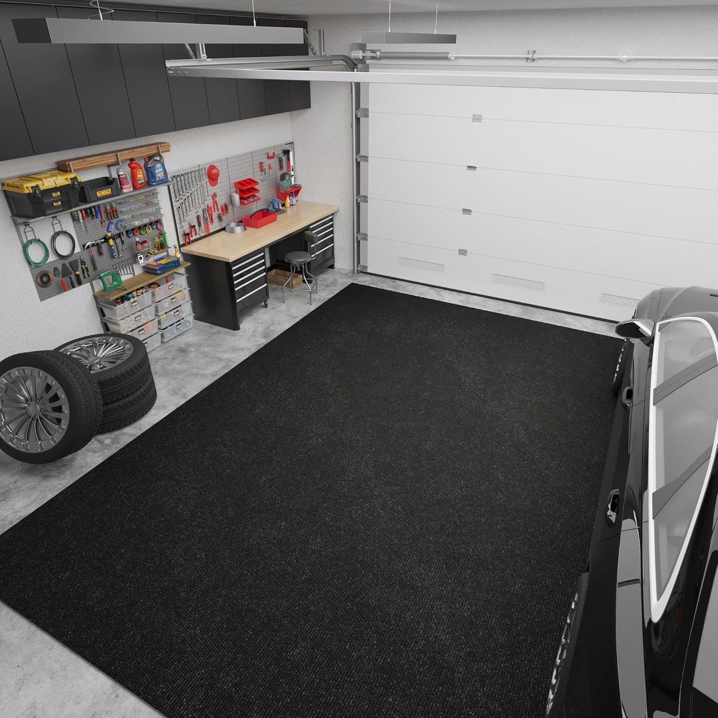 Ottomanson 6'6" x 19' Hallway Runner with Scraper Pile - Extra Durable Non-Slip Rug Mat for Indoor & Outdoor Use - Ideal for Kitchen, Entryway & Garage - High-Traffic Carpet, Black