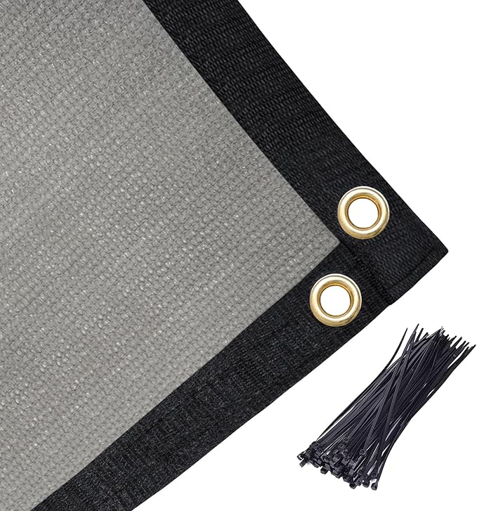 Amagenix 90% Shade Fabric 24'X 24' Gray Sun Shade Cloth with Grommets for Pergola Replacement Shade Cover Canopy, Heavy Duty, Cable Zip Ties Included (We Customized)