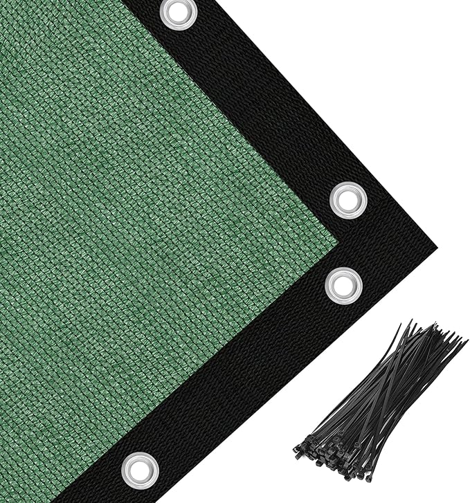 Amagenix 90% Pergola Shade Cover 15' X 15' Sun Shade Cloth with Grommets for Outdoor Garden Patio Porch, Commercial Grade 200 GSM - Cable Zip Ties Included (We Customized) GN108, Green