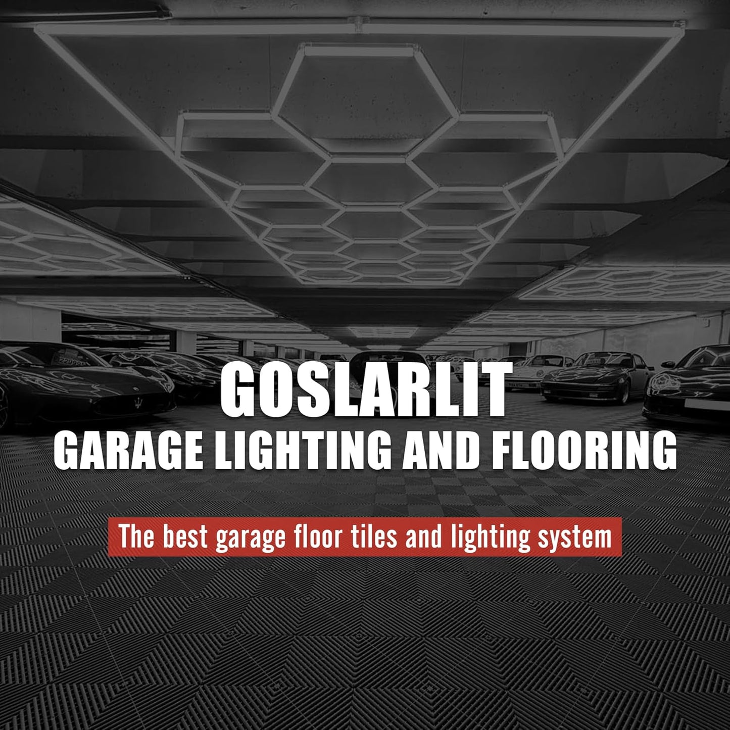 15.7"x15.7" Garage Flooring Tiles, Non-Slip Interlocking Plastic Garage Floor Mat, Garage Organization & Garage Storage, Vented Pattern (red, 25pcs)