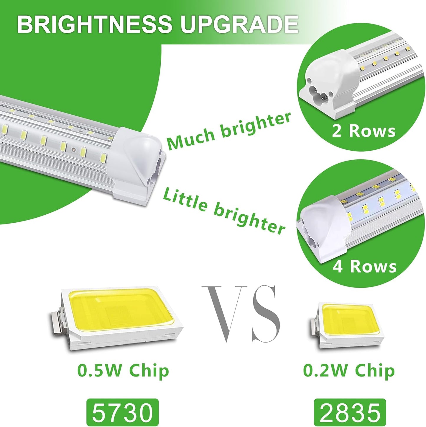 4Pack 8FT LED Shop Light Garage Lights,100W 6000K 15000LM White Light,Hanging/Surface Mount,Plug and Play,Super Bright T8 Tube Light,Linkable LED Shop Lights for Warehouse Workshop Basement