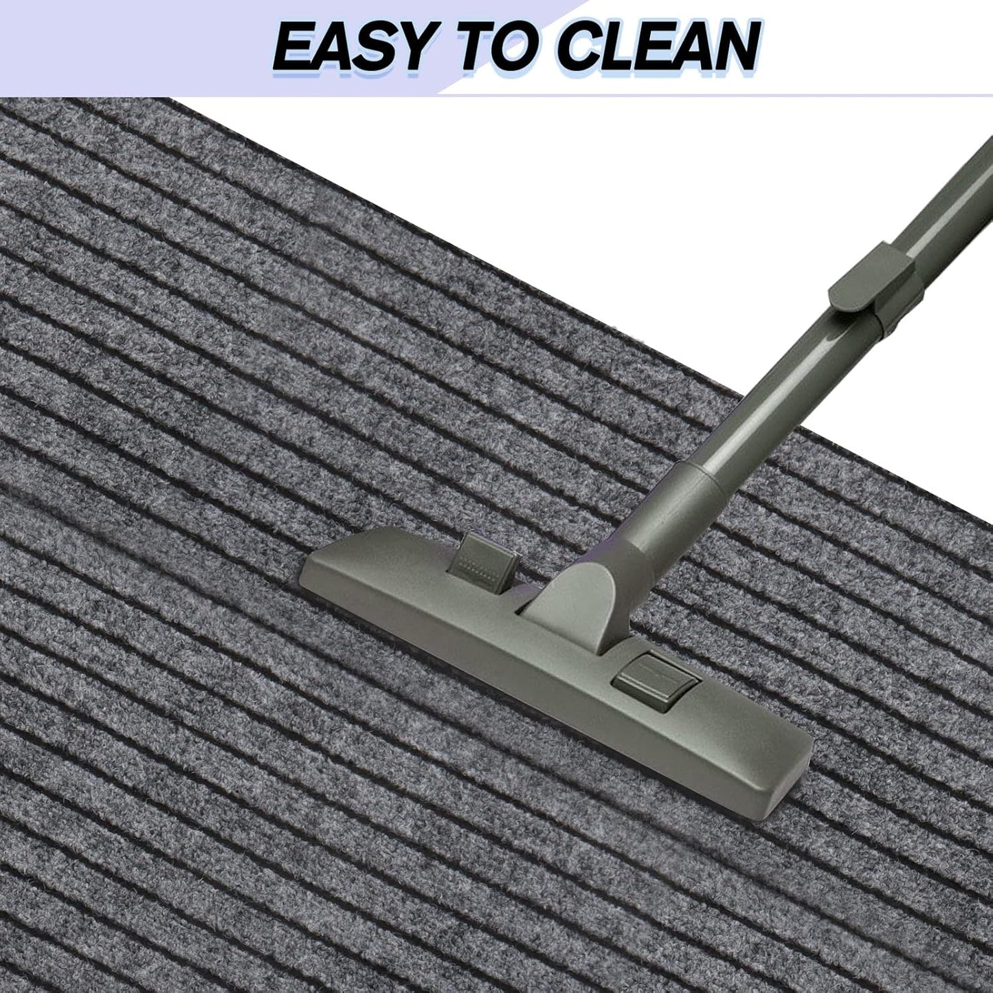 Custom Size Backed Non-Slip Area Rugs Runner, Easy Clean, Waterproof Runner Rugs for Hallway Entryway, Kitchen, Laundry, 2FT x 34FT, Gray Stripe
