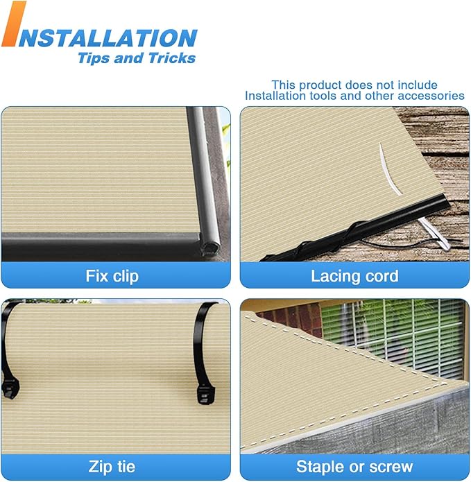 TANG Sun Shade Fabric Roll 8'x141' Shade Cloth for Garden Beige HDPE Mesh Shading Pergola Cover Replacement Canopy, 95% Blockage Sunshades for Outdoor Patio Backyard Plant