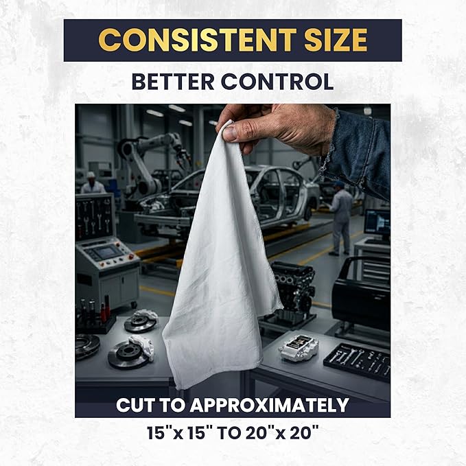 Premium New White Cotton Knit T-Shirt Rags (5 lbs. Bag of Rags) - Lint-Free, Soft & Absorbent Cleaning Cloths for Auto, Paint, Garage, Staining & Polishing