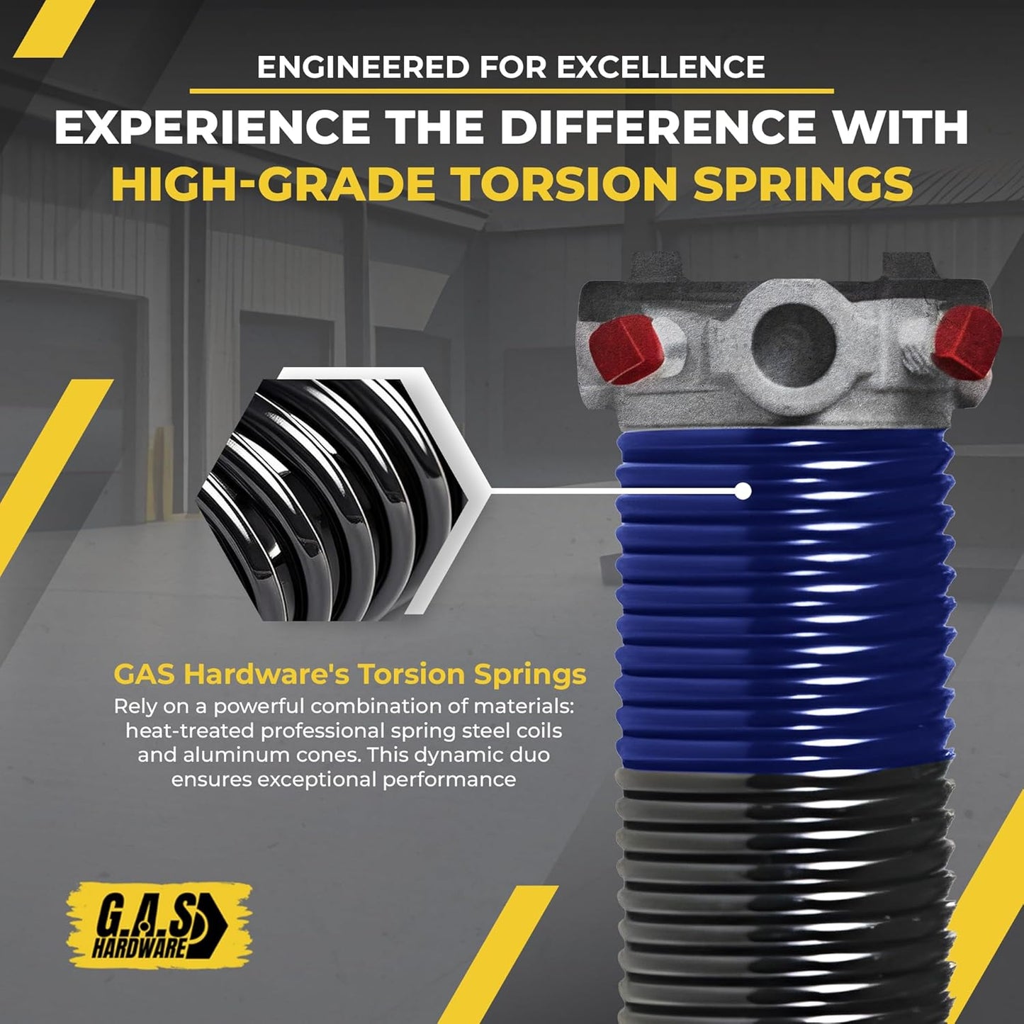 Garage Door Torsion Spring 262x2x38 for Left Side of Garage Door with Winding Bars, 1" Steel Bearing, and Gloves Heavy Duty Precision E-Coating 5-Year Warranty Minimum 30,000 Cycles (Red Cone)