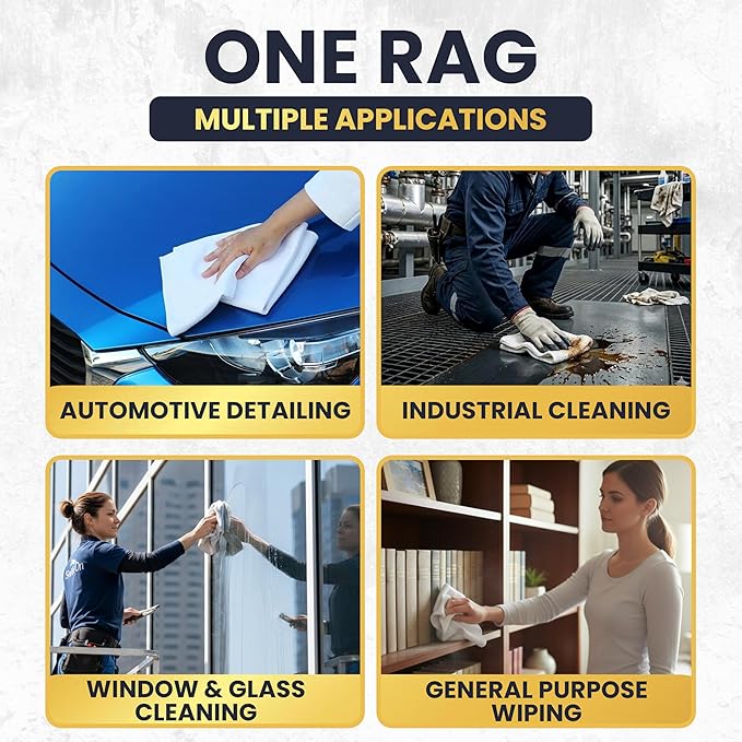 Premium White T-Shirt Cleaning Rags (1 lb. Bag) – White Cotton Rags for Cleaning, Staining, Painting, Oil, Grease & Dust Removal – Shop rag Bulk for Multipurpose use
