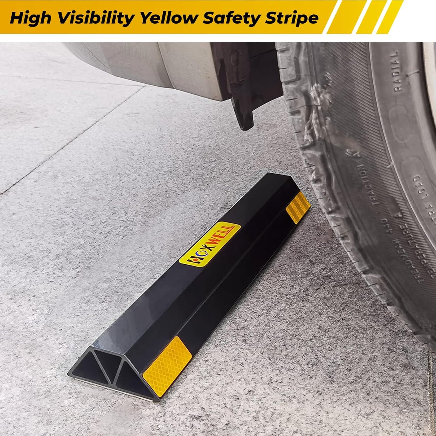 (New Updated 18" 2 Packs Heavy Duty Parking Stopper for Garage, Parking Gadgets Protects Car, Parking Aid Easy to Install 2 PCS, 18" L x 3.7" W x 1.8" H
