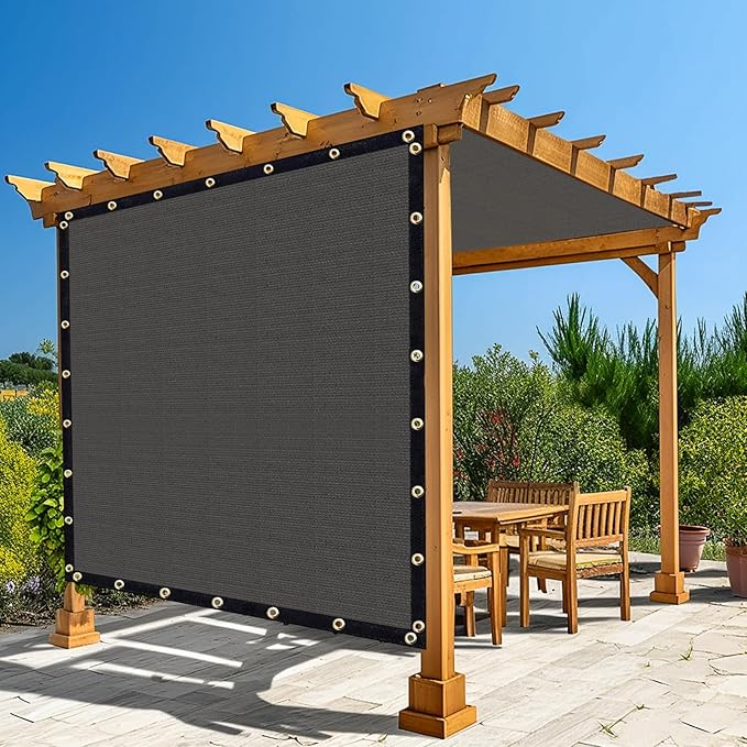 Amagenix 90% Pergola Shade Cover 5'X 16' Dark Gray Sun Shade Cloth with Grommets for Outdoor Garden Patio Porch-Commercial Grade 200 GSM-Cable Zip Ties Included (We Customized)