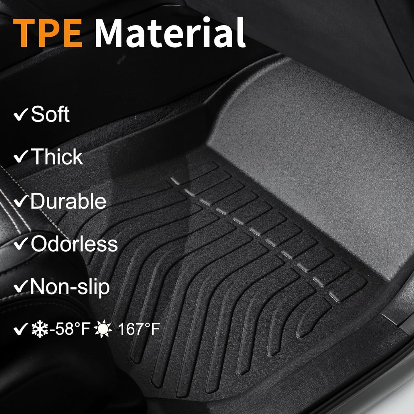 Binmotor-All Weather Floor Mats & Cargo Liner Set for 2023 2024 2025 Prius & Prius Prime(PHEV), TPE Heavy Duty Non-Slip Automotive Floor Liners Waterproof Car Mats for Prius Accessories