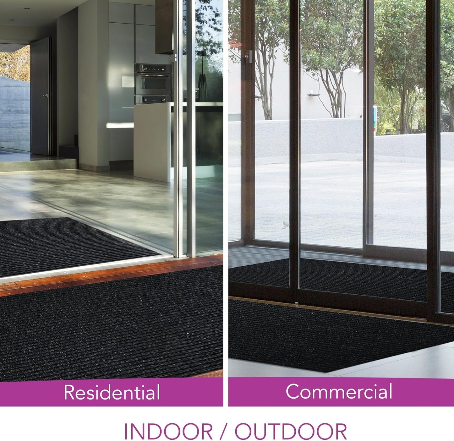 iCustomRug Spartan Weather Warrior Duty Indoor/Outdoor Utility Ribbed in 3ft,4ft,6ft Widths 70 Custom Sizes with Natural Non-Slip Rubber Backing 4'X74' in Black