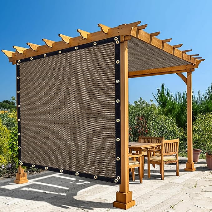 Amagenix 90% Shade Fabric 13'X 13' Mocha Sun Shade Cloth with Grommets for Pergola Replacement Shade Cover Canopy, Heavy Duty, Cable Zip Ties Included (We Customized)