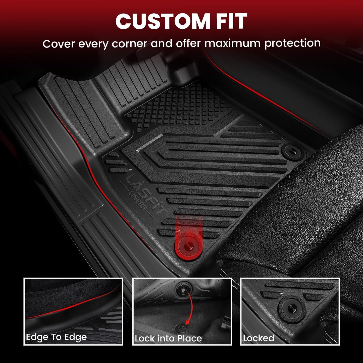 LASFIT Floor Mats&Trunk Mat Fit for 2017-2025 Chrysler Pacifica Hybrid 7-Seater(2021-2025 Not Fit Pinnacle trim), All Weather TPE Rubber Cargo Mat Automotive Floor Liners for Pacifica 2025 Accessories