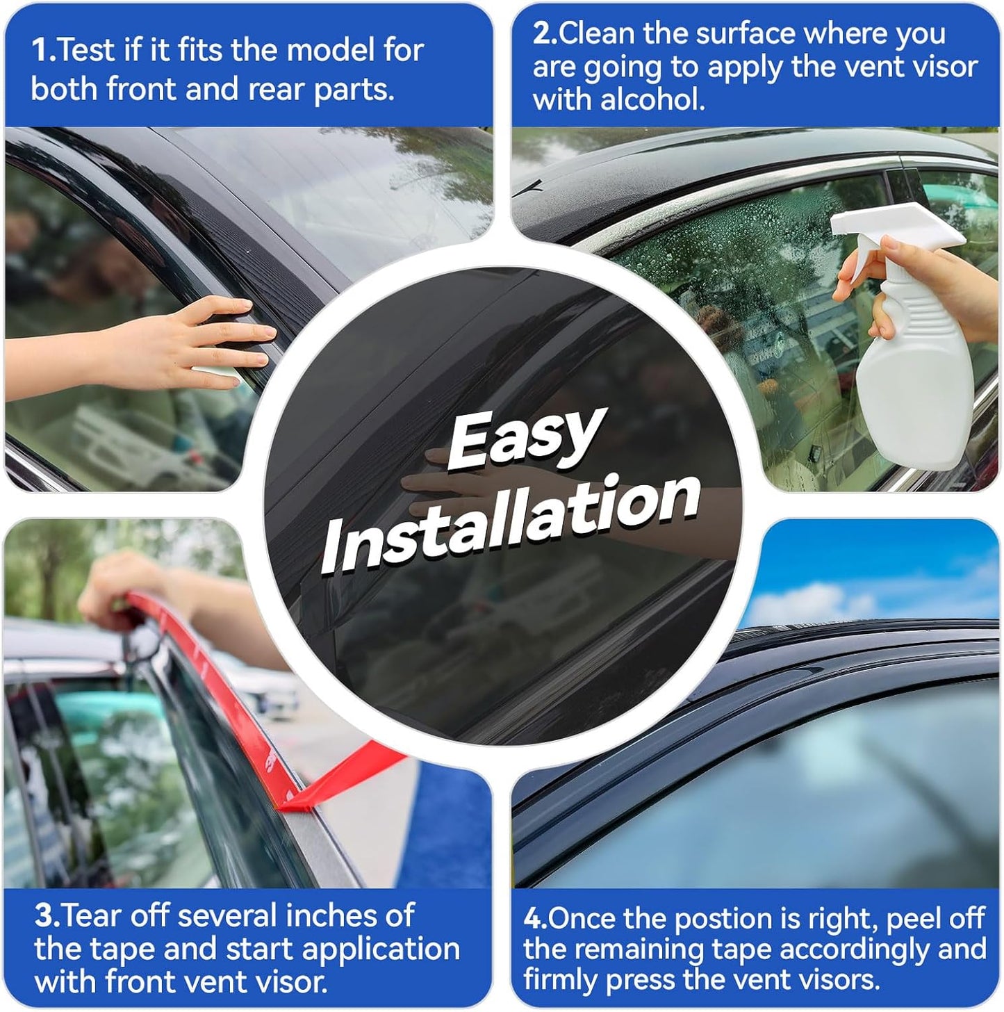 Window Visors Rain Guards for 2021-2025 Nissan Rogue, Out-Channel Window Vent Wind Deflectors Visors Shades for 21-25 Rogue (Not for Nissan Rogue Sport & Select)