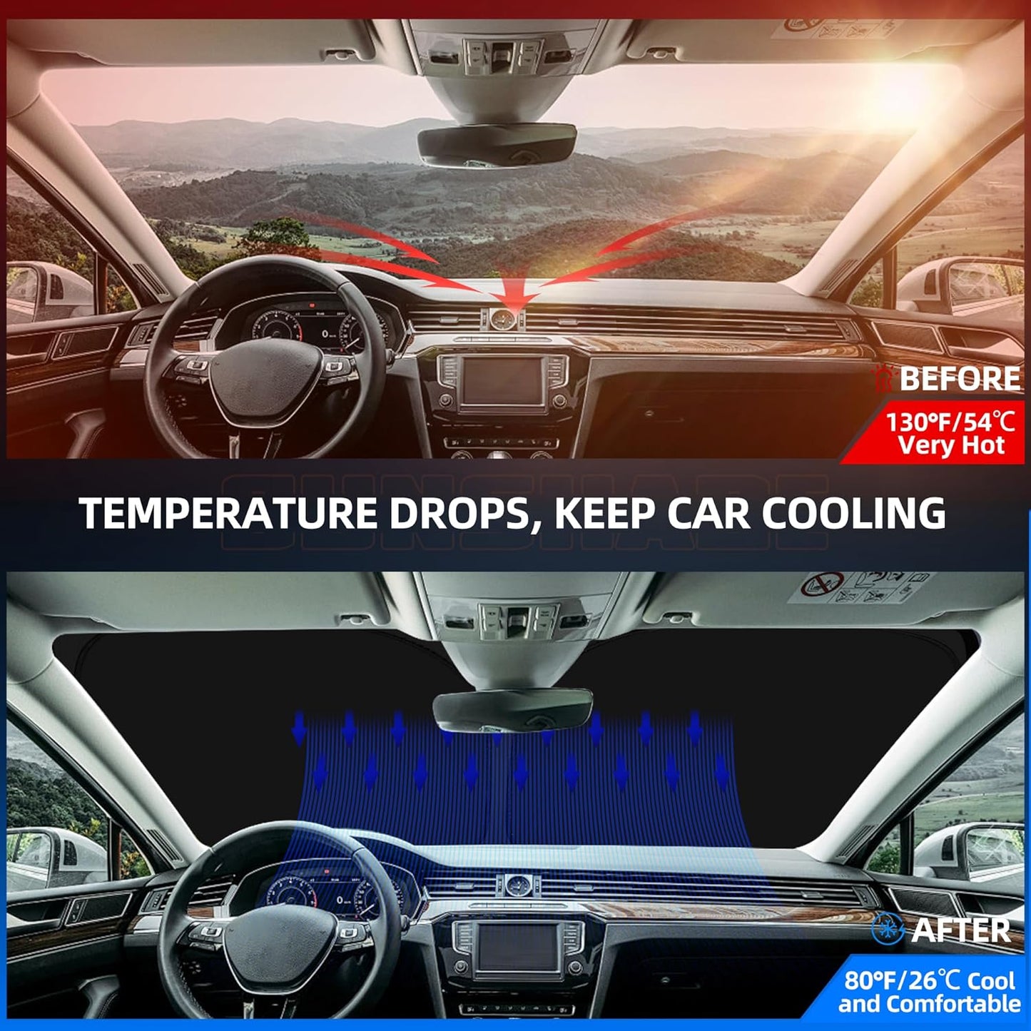 Windshield Sun Shade for Toyo-ta 4runner 2010-2025 4-Runner Foldable Sunshade Custom Fit Front Window Car Interior Accessories Protector Blocks UV Rays