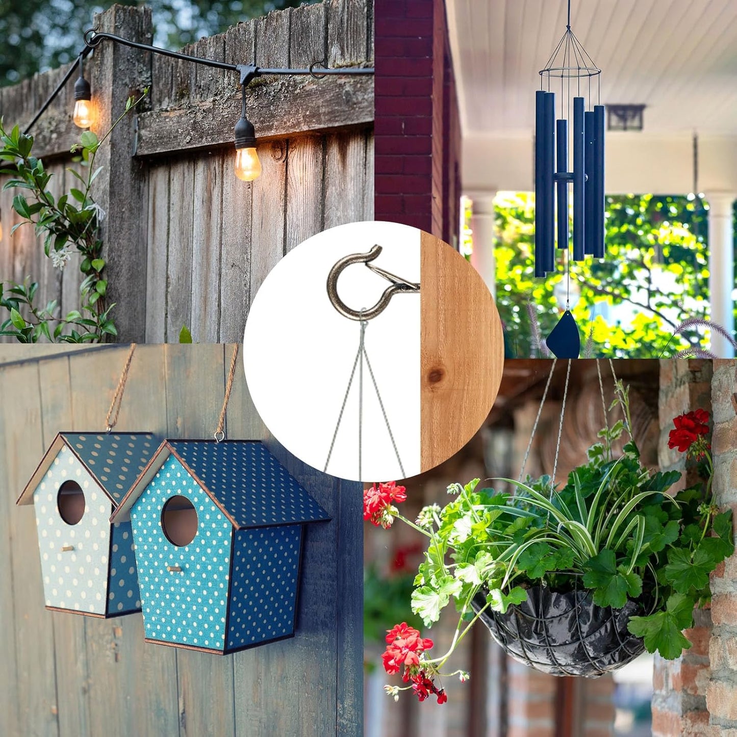 48 PCS Q-Hanger Hooks, Screw Hooks for Outdoor String Lights, Safety Buckle Design Cup Eye Hook for Hanging Christmas Lights, Plants, Mounted on Wall Ceiling, Include 1 Wing Nut Driver, Copper