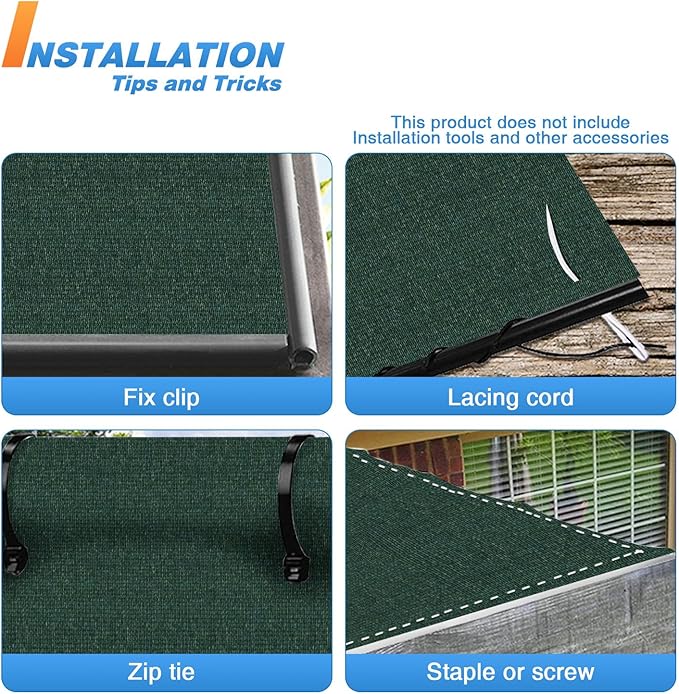 TANG Sun Shade Fabric Roll 8'x3' Shade Cloth for Garden Dark Green HDPE Mesh Shading Pergola Cover Replacement Canopy, 95% Blockage Sunshades for Outdoor Patio Backyard Plant
