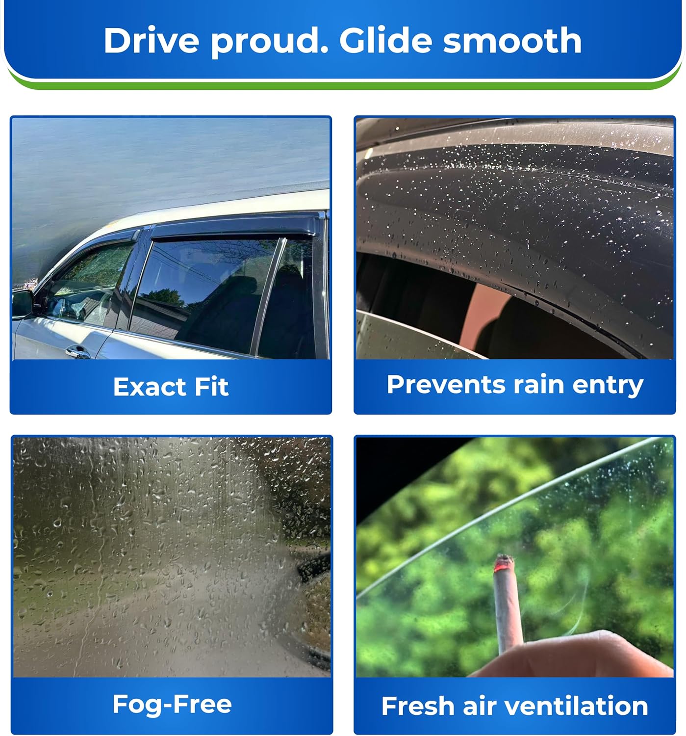 KPY Window Visor Compatible with Lexus RX300 1999-2003, 4PC Rain Guard Side Window Vent Deflectors Tape-On Style, 1999 2000 2001 2002 2003