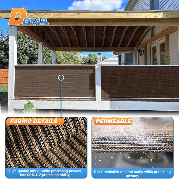 TANG Sun Shade Fabric Roll 8'x23' Shade Cloth for Garden Brown HDPE Mesh Shading Pergola Cover Replacement Canopy, 95% Blockage Sunshades for Outdoor Patio Backyard Plant