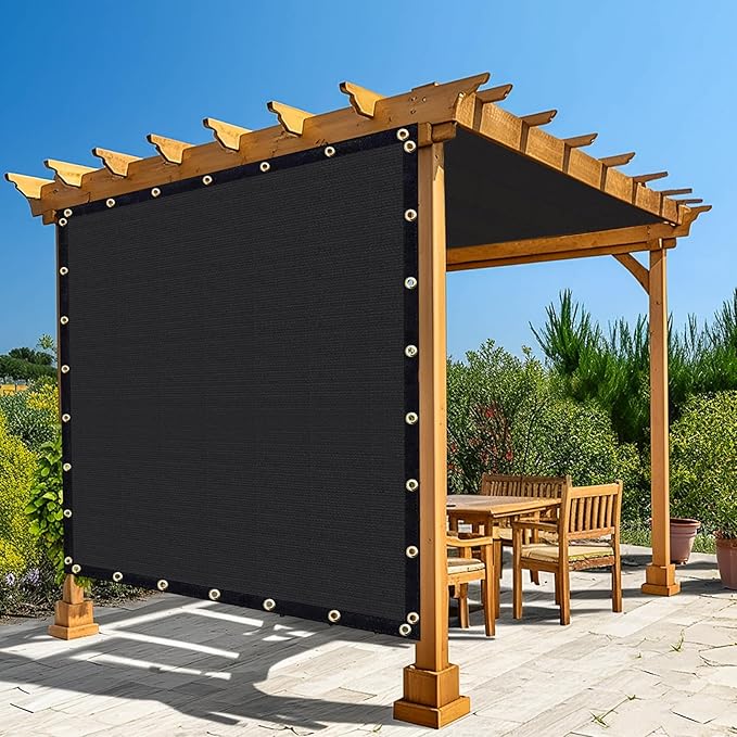 Amagenix 90% Shade Fabric 10'X 18' Black Sun Shade Cloth with Grommets for Pergola Replacement Shade Cover Canopy, Heavy Duty, Cable Zip Ties Included (We Customized)