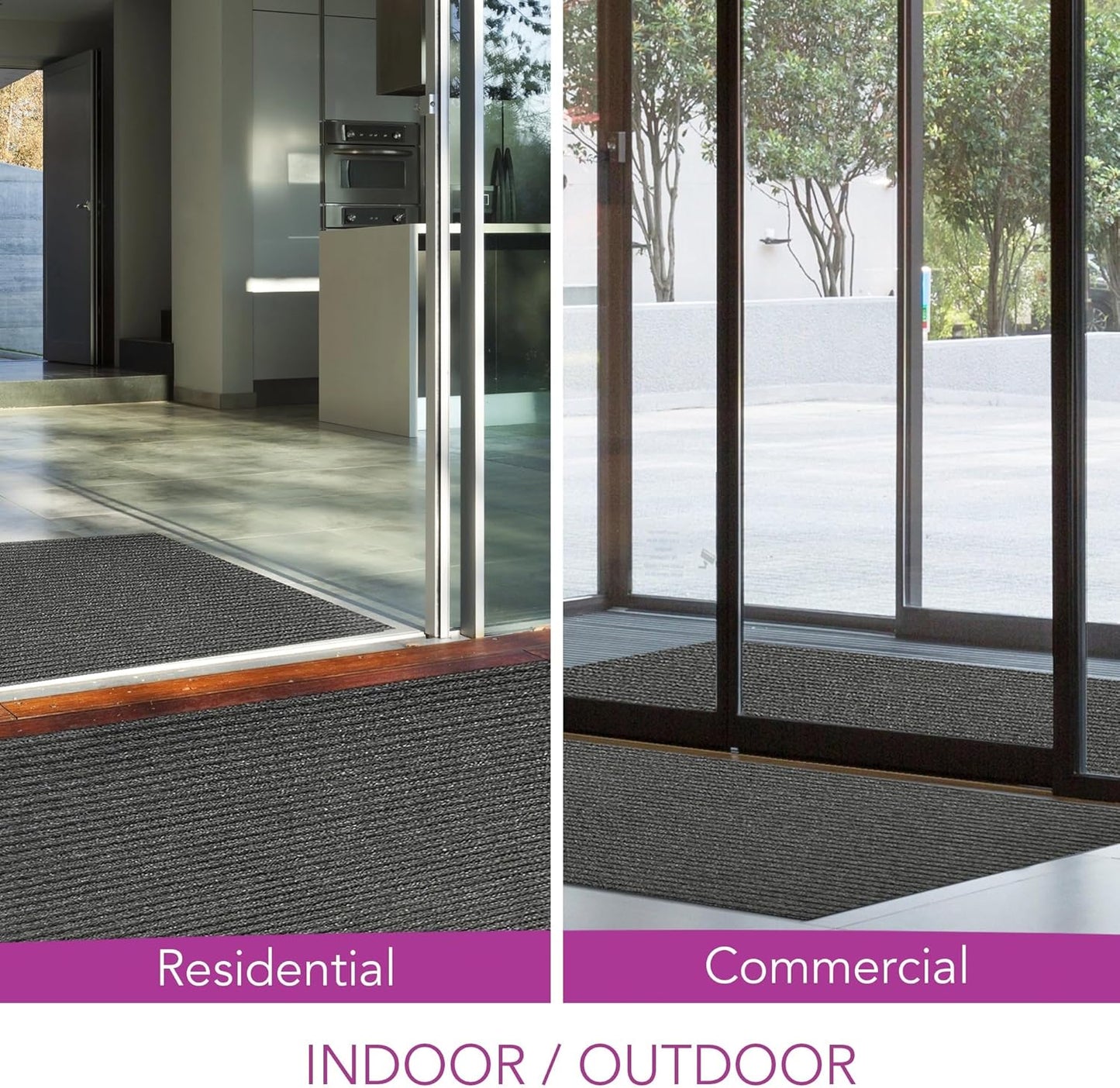 iCustomRug Spartan Weather Warrior Duty Indoor/Outdoor Utility Ribbed in 3ft,4ft,6ft Widths 70 Custom Sizes with Natural Non-Slip Rubber Backing 4'X60' in Charcoal