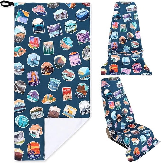 Hahafelt Car Seat Towel Covers Christmas Car Accessories Gifts Athletic Running Towel Performance Microfiber Post Workout Sweat Washable Cover Non Slip for Seat Outdoor Sport (National Park)