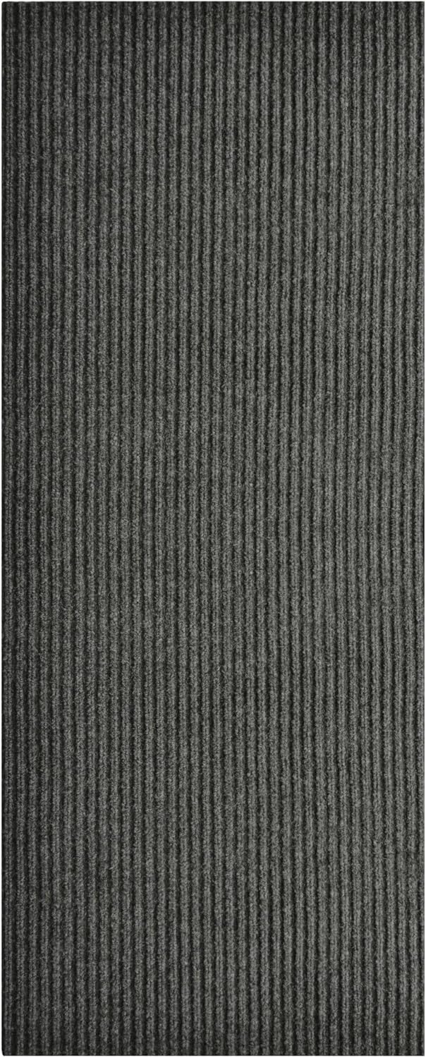 iCustomRug Spartan Weather Warrior Duty Indoor/Outdoor Utility Ribbed in 3ft,4ft,6ft Widths 70 Custom Sizes with Natural Non-Slip Rubber Backing 4'X48' in Charcoal