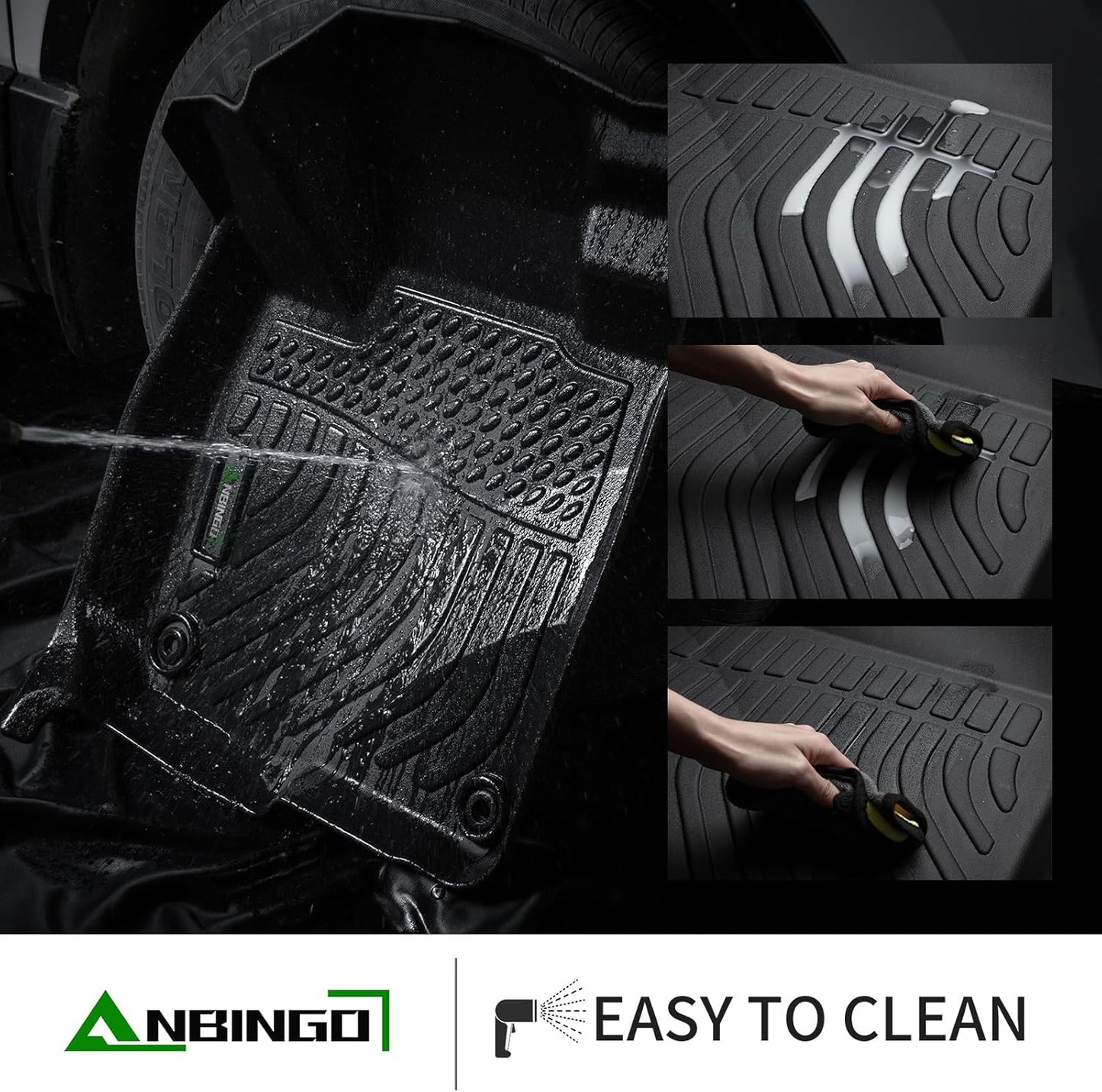 ANBINGO®-Floor Mats & Cargo Liner for Toyota Prius 2016-2022 (Not for Prius Prime & Prius c &Prius v) All Weather Prius Car Mats | 1st, 2nd Row Set & Cargo mat | Prius Floor Liners Accessories-Black