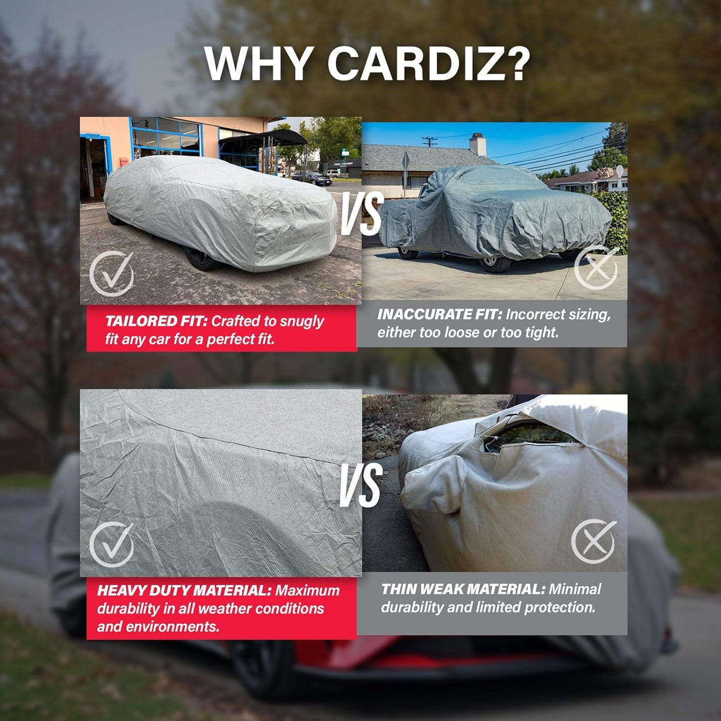 5 Layer Full Car Cover – Semi Custom Fit for Chevy Corvette C3 | All-Weather Protection: Dustproof, Windproof, UV-Resistant, Breathable & Durable