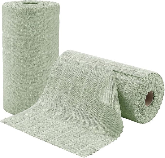 Ferdilan 80 Pack Microfiber Cleaning Cloth Roll,Lint Free Rags Paper Towels & Tear Away Reusable Towels,Washable Shop Rags,Wash Cloths Dish Rags(12" x 12") for Car Kitchen Window Garage-Green