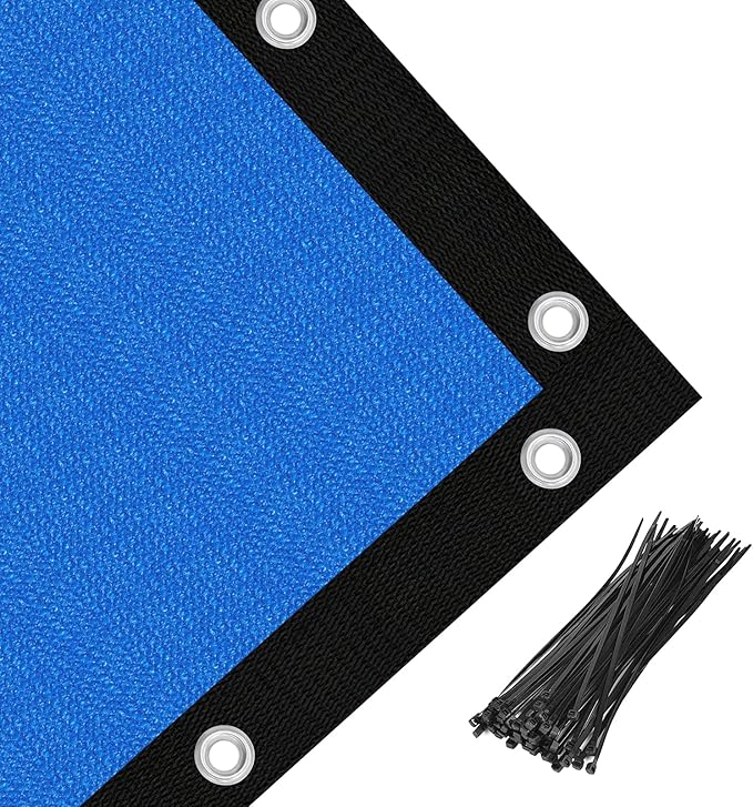 Amagenix 90% Pergola Shade Cover 6' X 18' Sun Shade Cloth with Grommets for Outdoor Garden Patio Porch, Commercial Grade 200 GSM - Cable Zip Ties Included (We Customized) GN108, Blue
