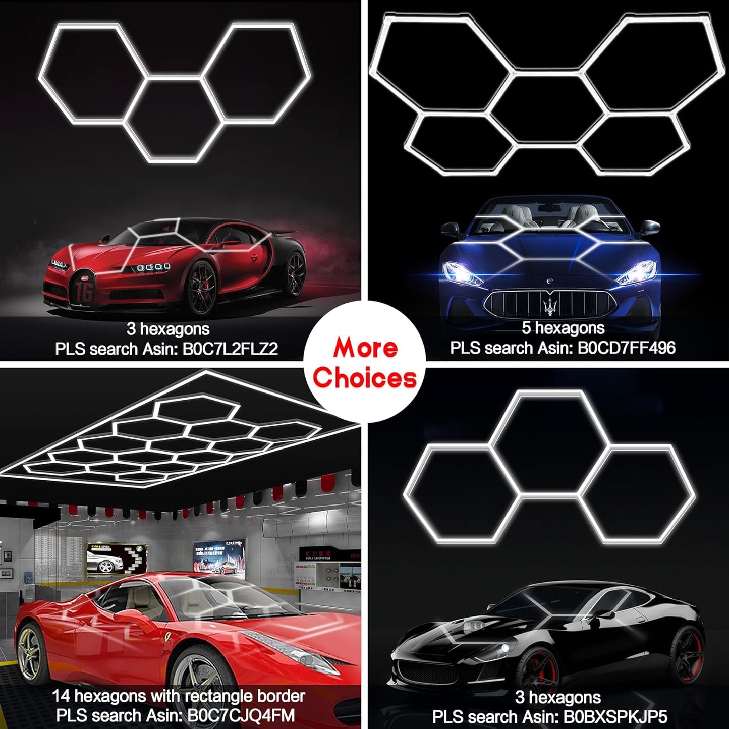 MODERN Hexagon Garage Light: Higher Brightness 720W 86400 Lumens Hexagon Led Garage Light with Rectangle Frame 6500K for Garage, Basement, Warehouse, Auto Beauty Shop, Car Detailing Shop etc. …