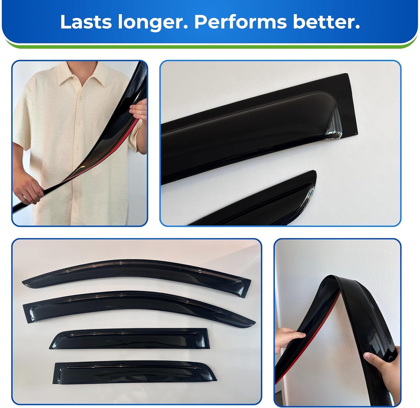 KPY Window Visor Compatible with Toyota Venza 2009-2016, 4PC Rain Guard Side Window Vent Deflectors Tape-On Style, 2009 2010 2011 2012 2013 2014 2015 2016
