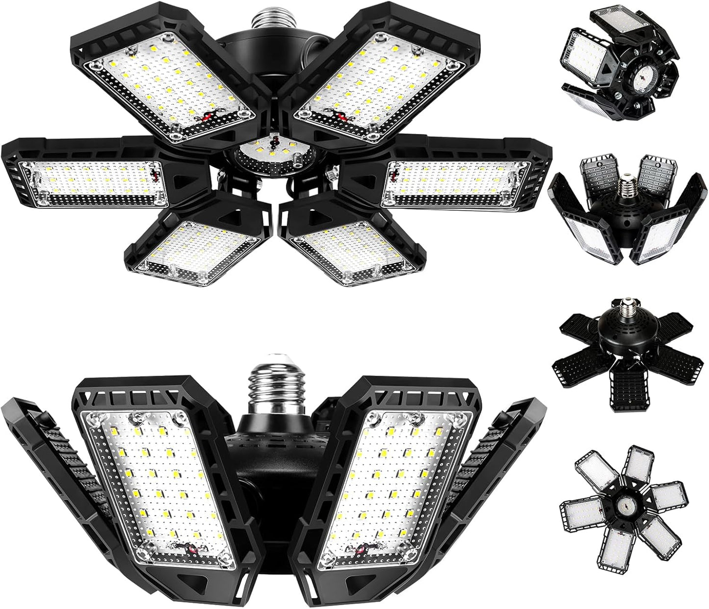 LED Garage Lights Bulb 2 Pack 180W 18000LM 6500K Led Shop Light with 6 Plus 1 Deformable Panels Basement Barn Ceiling Lights for E26/E27